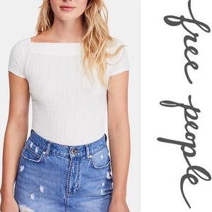 Free people Ahoy white ribbed top